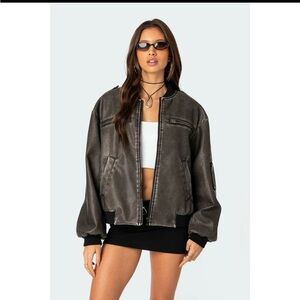 Edikted Faux Leather Bomber Jacket - Brand New w/ Tags